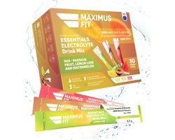 MaximusFit Elektrolyten - Elektrolyten Poeder - 30 zakjes van 8.5g - Weinig Suiker - Keto Friendly - Mix (10st. Citroen/Limoen, 10st. Watermeloen, 10st. passievrucht)