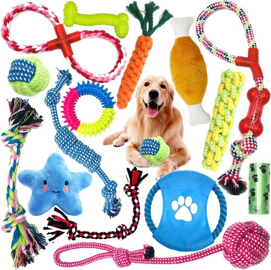 QKURT 3 stuks kersthondenspeelgoed, pluche hondenspeelgoed met piepjes inclusief Ginger Man, rendier en Santa Claus, perfect voor kleine en middelgrote hond