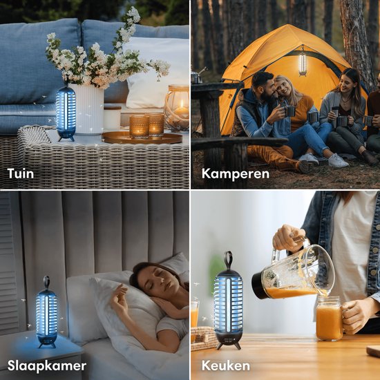 Muggenlamp in de tuin, bij het kamperen, in de slaapkamer en in de keuken. Biedt bescherming tegen insecten.