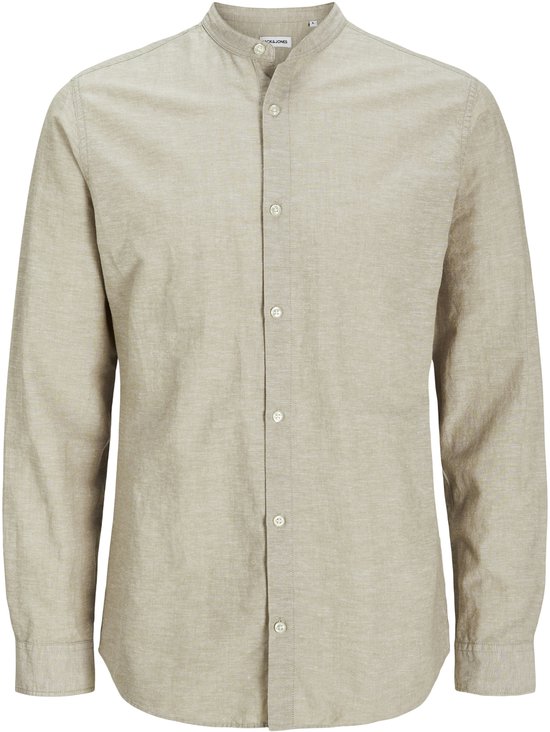 JACK&JONES JJEBREEZE LINEN BLEND BAND SHIRT LS SN Heren Overhemd - Crockery