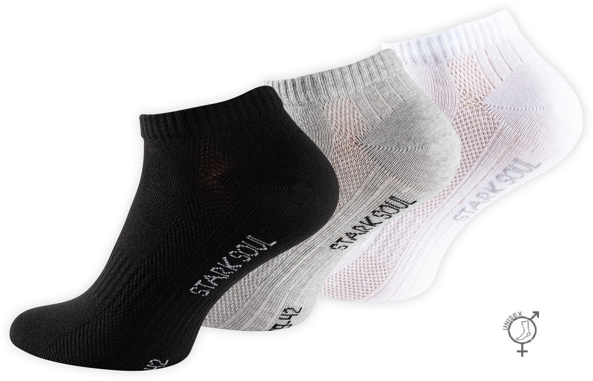 Stark Soul - sneakersokken - enkelsokken - unisex - 3 pack zwart grijs wit - maat 35-38