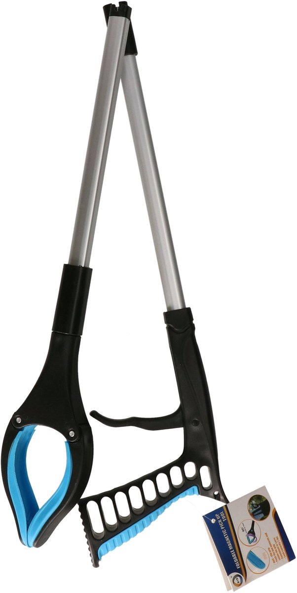 Afvalgrijper/grijptang - 3x - opvouwbaar - 81 cm - aluminium/kunststof - magnetische grip kaak van Merkloos	 — afbeelding 3