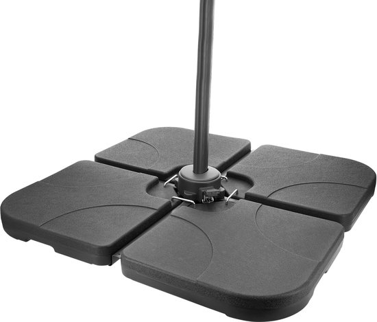 ACAZA Parasolvoet - Parasoltegels - Parasolvoeten - tot 72 kg - Zwart - Set van 4 - Parasoltegels voor Kruisvoet - Parasol Voet - Parasol Tegels voor Zweefparasol - Parasol Tegels