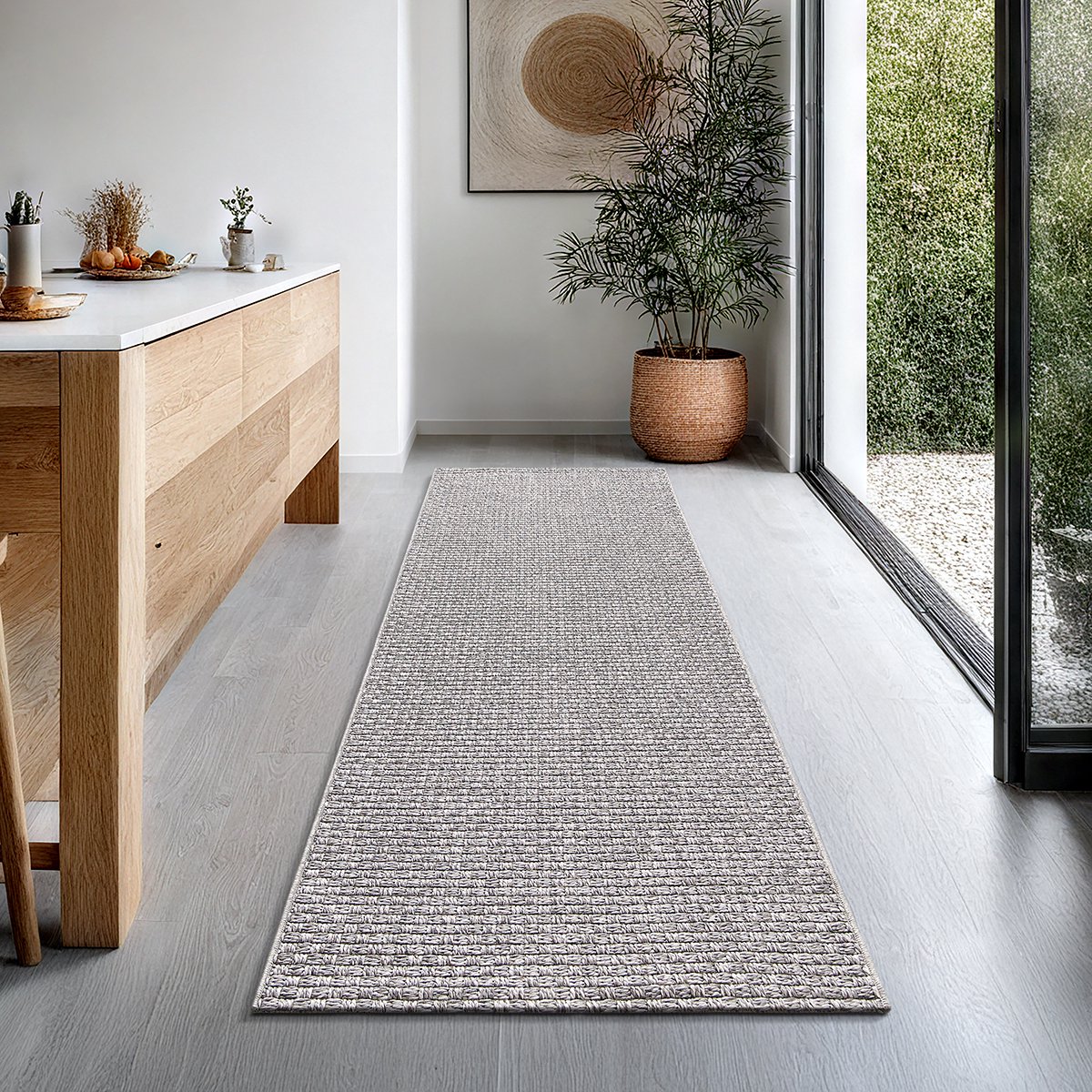 the carpet Maldives– Slijtvaste buitenkleed in Boho- & Vintage-stijl, weerbestendig, UV-bestendig & onderhoudsvriendelijk, ideaal voor balkon, terras, tuin & woonkamer, Grijs, 80 x 250 cm