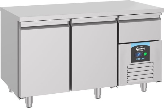 Combisteel Koelwerkbank - PRO LINE - 281L - 2 Deuren 1/1 GN + 1 Lade - –2°C/+8°C - Geforceerd - 1400x700x850mm