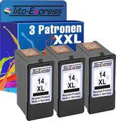 Set van 3x gerecyclede inkt cartridges voor Lexmark 14