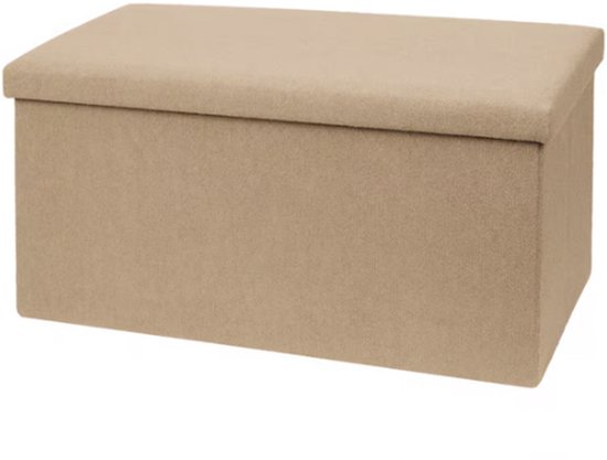 Teddy - Pouf de rangement - Pliable - Wit - 76 cm de large - 38 cm de haut - banc - organiseur