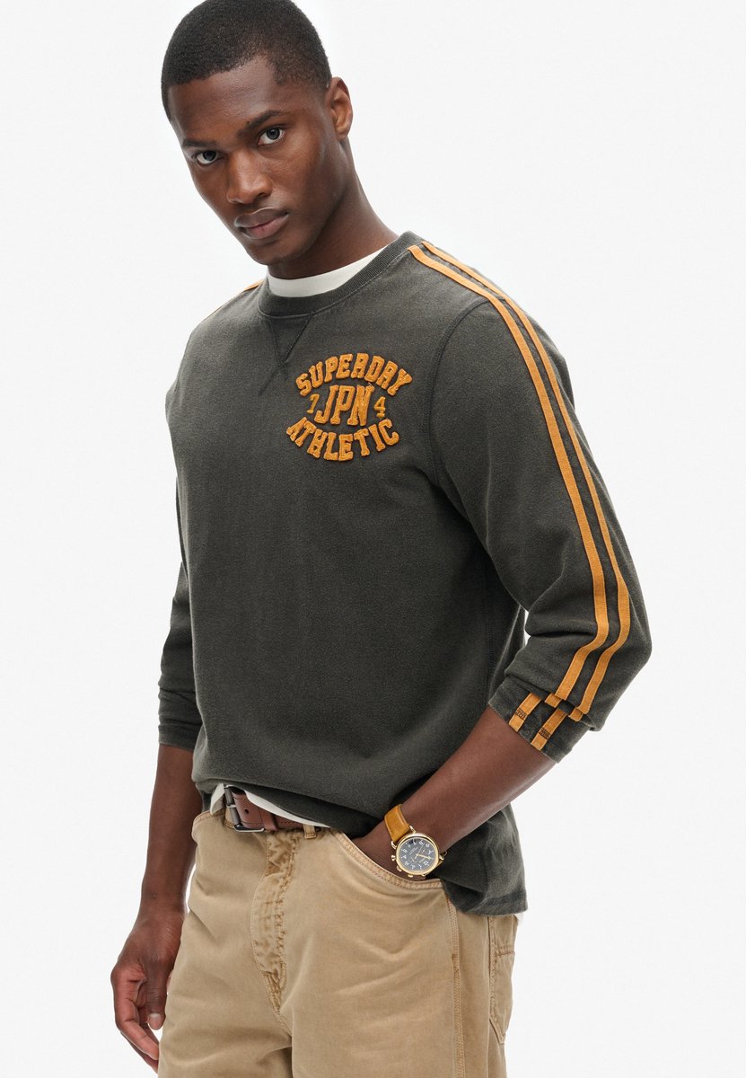 Superdry Vintage Athletic gestreepte top met lange mouwen Heren Tops Zwart