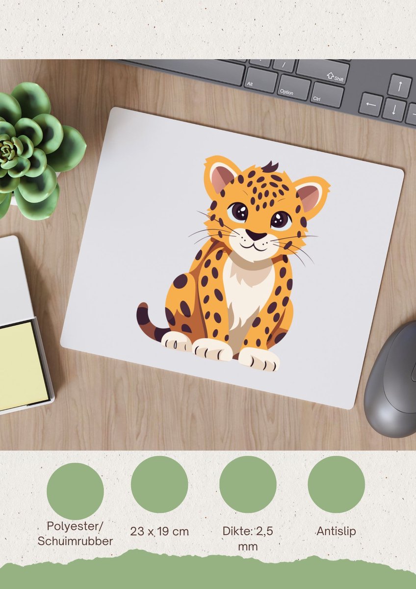 Akyol - panter Muismat - Katten - dieren liefhebbers - jaguar - jachtluipaard - cheeta - 23 bij 19 cm