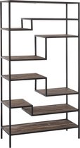 Industry - Rek - rechthoekig - 9 houten legborden - zwart - metalen frame