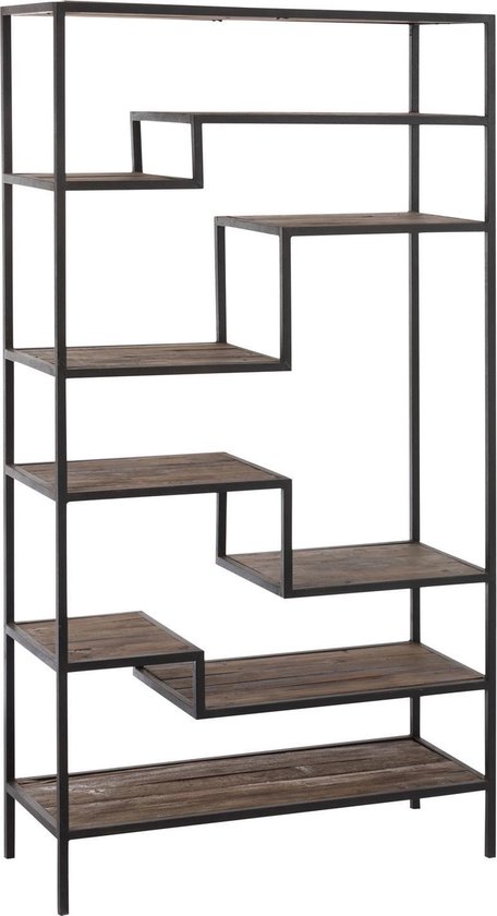 Industry - Rek - rechthoekig - 9 houten legborden - zwart - metalen frame |  bol.com