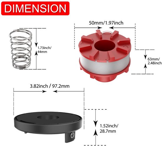 Geschikt voor Vervangende draadspoel, compatibel met Einhell GE-CT 36/30Li E, bosmaaieraccessoires, vervangt Einhell 3405096 vervangende spoelen. (4 vervangingsspoelen + 1 deksel) van Rhouyielin — afbeelding 2