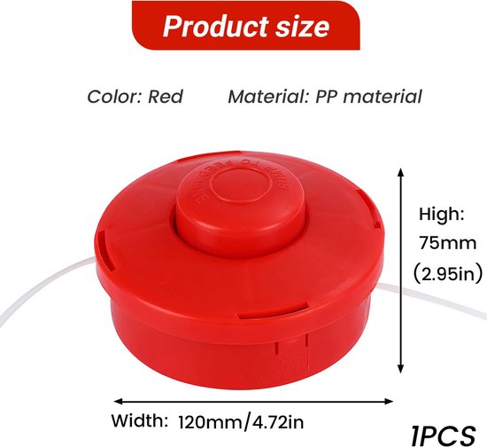 Geschikt voor Universele bosmaaierkop, dubbele draadspoel, grastrimmerkop, aluminium draadkantenkop, tuintrimmerkop, bosmaaieraccessoirekop (rood) van Merkloos	 — afbeelding 5