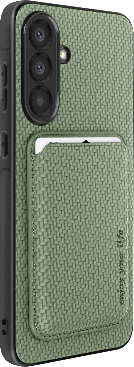 Avizar Hoesje Geschikt voor Samsung Galaxy A56 afneembare kaarthouder, Donkergroen