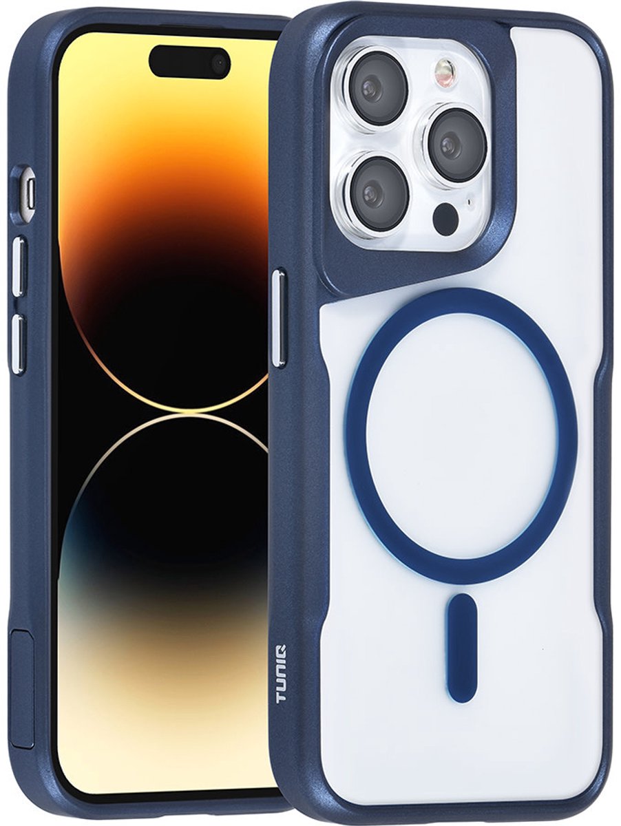 TUNIQ telefoonhoesje voor Apple iPhone 14 Pro - MagSafe siliconen backcover - Donkerblauw