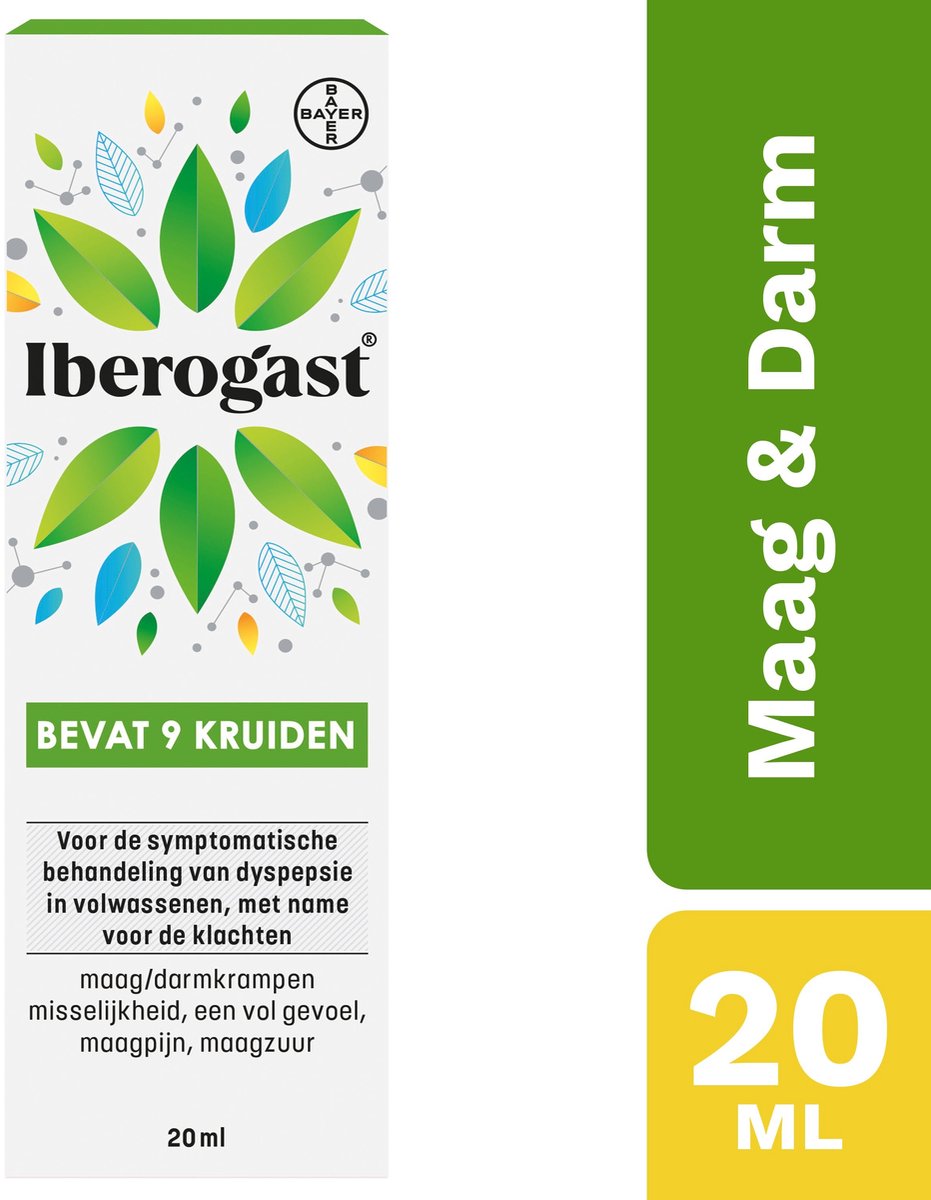 Goedkoopste Iberogast Druppels 20ml | Geneesmiddel met 9 Kruiden | Verlicht Maag- en Darmklachten zoals Krampen, Maagpijn, Maagzuur, Misselijkheid en Opgeblazen Gevoel
