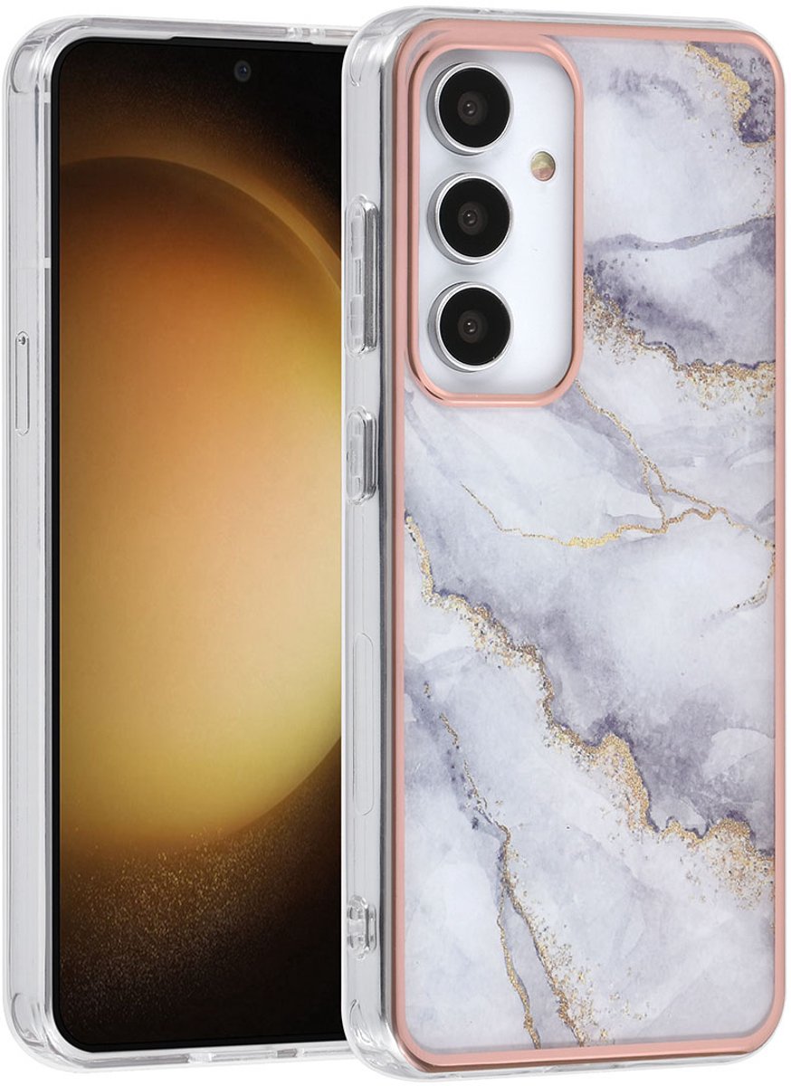 UNIQ Accessory Galaxy S24 Backcover hoesje Gold Line - Marble White