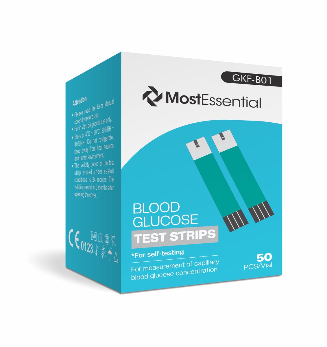 MostEssential Premium Glucosemeter Navulset - Set van 50 Teststrips