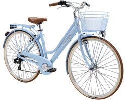 Stadsfiets 28 inch RETRO Lady blauw incl. mand