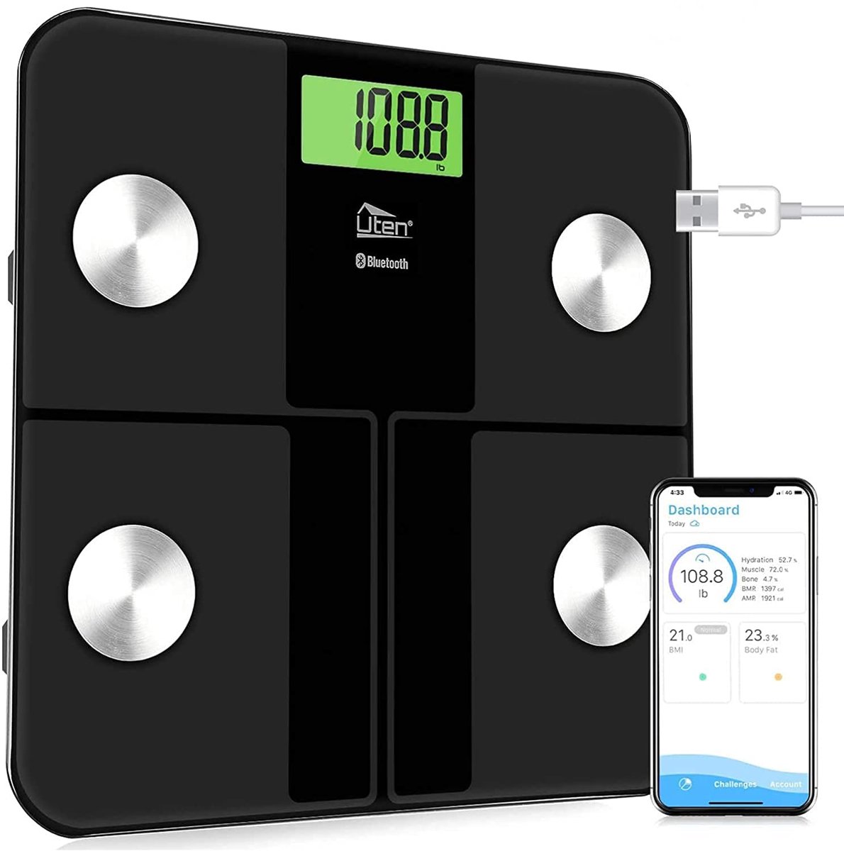 Digitale Personenweegschaal met Bluetooth en Lichaamsanalyse - Tot 180 kg