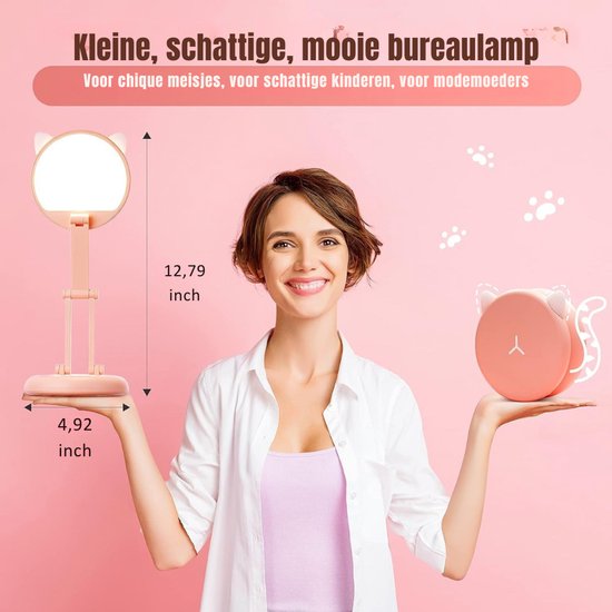 Zylo® Bureaulamp Kinderkamer - Tafellamp Kinderkamer - Voor Jongens en Meisjes - Roze - 16cm x 7cm x 16cm van Zylo® — afbeelding 2