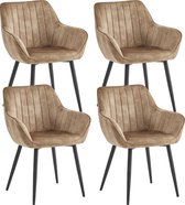 Bol.com Colenis® - Luna Eetkamerstoel - Set Van 4 - Taupe - Adore Velvet - Met armleuning aanbieding