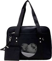 Ita Bag Crossbody Tote Bag Kawaii Leuke Pin Display Tas Messenger Japanse Transparante Clear Schoudertassen, Zwart bont Bal