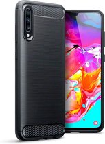 Samsung Galaxy A70 hoesje, gel case carbonlook, zwart | GSM Hoesje / Telefoonhoesje Geschikt Voor: Samsung Galaxy A70