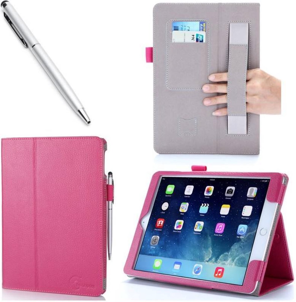 i-Blason iPad Air 2 Leather Slim Book Case magenta