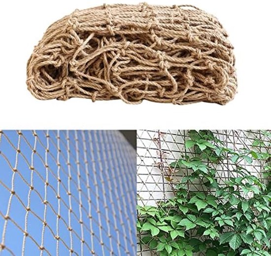 LATERN 2 m x 10 m plantenondersteuning jute net, 100% milieuvriendelijk, biologisch afbreekbaar en composteerbaar jute trellis touw net voor tuinklimmen groente tomaten runner bonen erwt