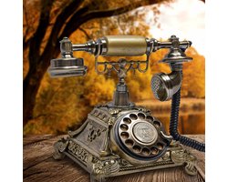 Antieke Gouden Draaiknop Telefoon Ouderwetse Ringtone Bureau Ornament Huistelefoon senioren Vaste telefoon Vintage Stijl Retro Decoratief & Functioneel Goud Nostalgisch Uitstraling Glasvezel Telefoonkaart Rotend Klassiek 25.5 x17.5x 20.5cm TOP Cadeau