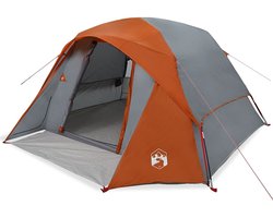 vidaXL - Tent - 4-persoons - waterdicht - grijs - en - oranje