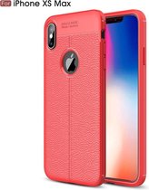 Apple iPhone XS Max hoesje, gel case leder look, rood | GSM Hoesje / Telefoonhoesje Geschikt Voor: Apple iPhone XS Max