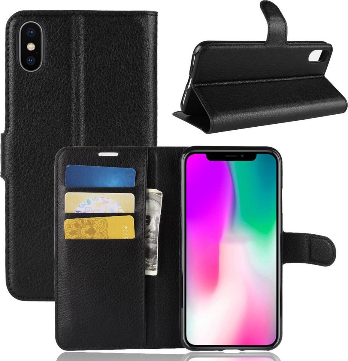 Apple iPhone XR hoesje - 3-in-1 bookcase - zwart - GSM Hoesje - Telefoonhoesje Geschikt Voor: Apple iPhone XR