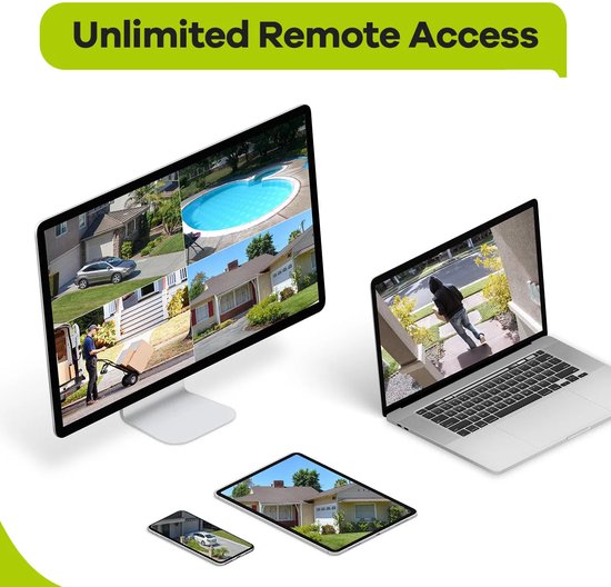 Beveiligingscamerasysteem - 3MP Camera - 8CH NVR - Menselijke - AI-detectie - Openlucht - Buiten - Draadloos - CCTV camerasysteem - IP66 Waterdichte - Bewakingscamera - Beveiligingscamera - Bedraad CCTV Systeem met Audio en Nachtzicht - 4 Stuks - Wit van Anlapus — afbeelding 3