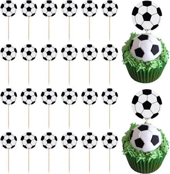Voetbal Cake Topper 5 Pièces - Happy Anniversaire - Décoration de Gâteau - Cupcake