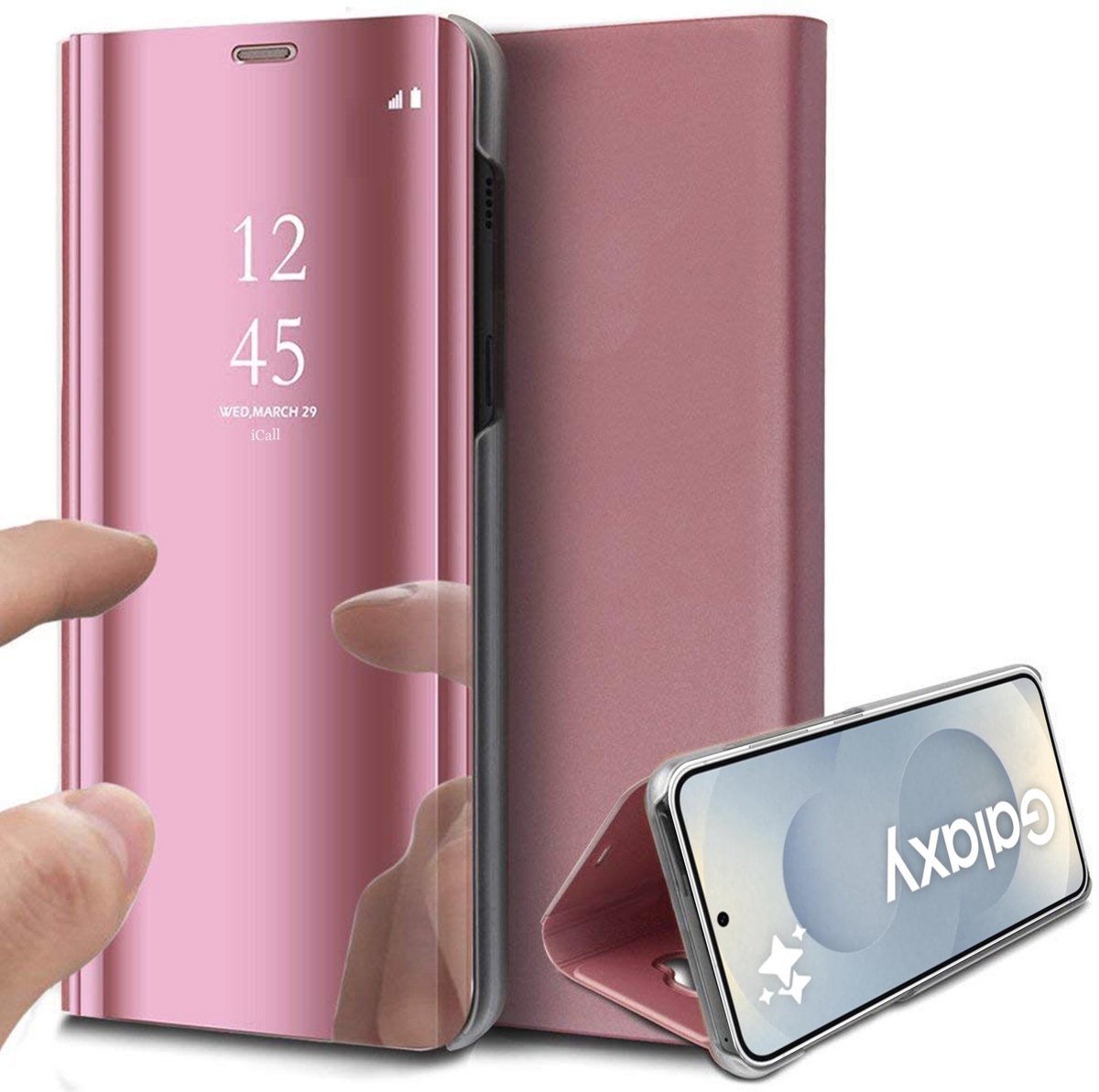 Hoesje geschikt voor Samsung Galaxy S25 Plus - Spiegel Book Case Rosegoud