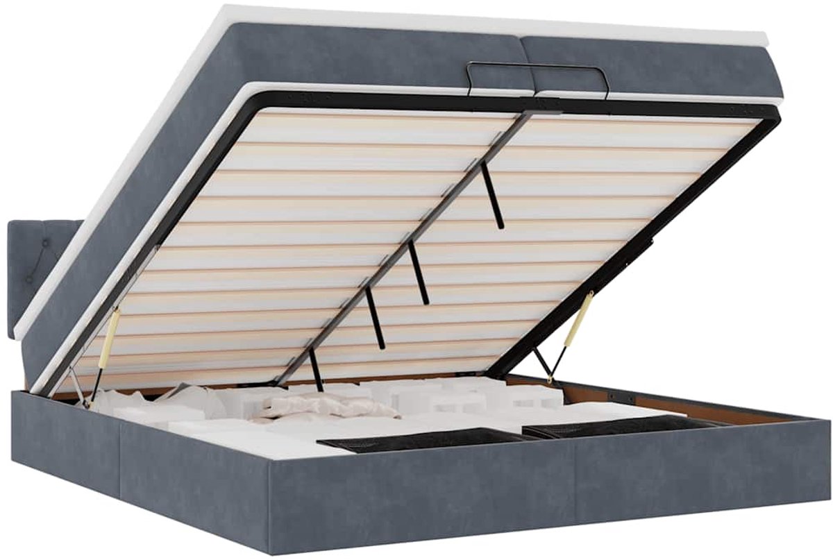 vidaXL - Ottoman - bed - met - matrassen - en - LED's - 200x200cm - fluweel