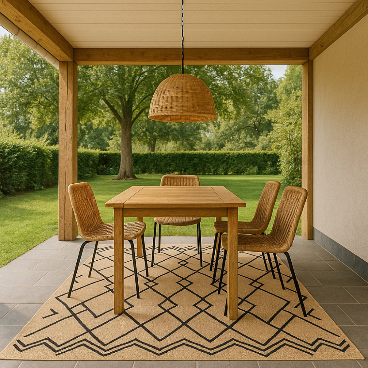 MISOU Vloerkleed - Rechthoek - Tapijt - Woonkamer - Veranda - Slaapkamer - Kleed - 150x200cm - voor Binnen en Buiten - NAOMI