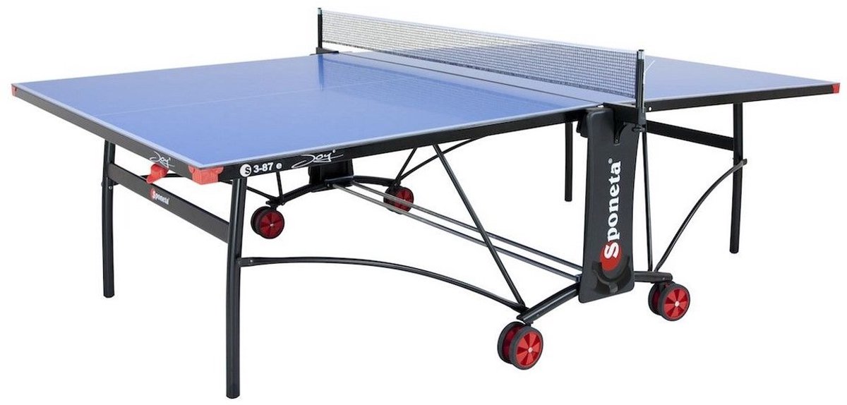 Sponeta® S3-87e Tafeltennistafel Outdoor - Pingpongtafel voor Buiten - Blauw - LxBxH 274x184x76cm - Inklapbaar - Inclusief tafeltennisnet en 2 batshouders - 5mm Weerbestendig blauw tafelblad - 10 Jaar garantie - Made in Germany