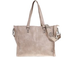 Champagne shopper/schooltas Veghel OLT15803- trendy- damestas- cadeau- sint- kerst- valentijn