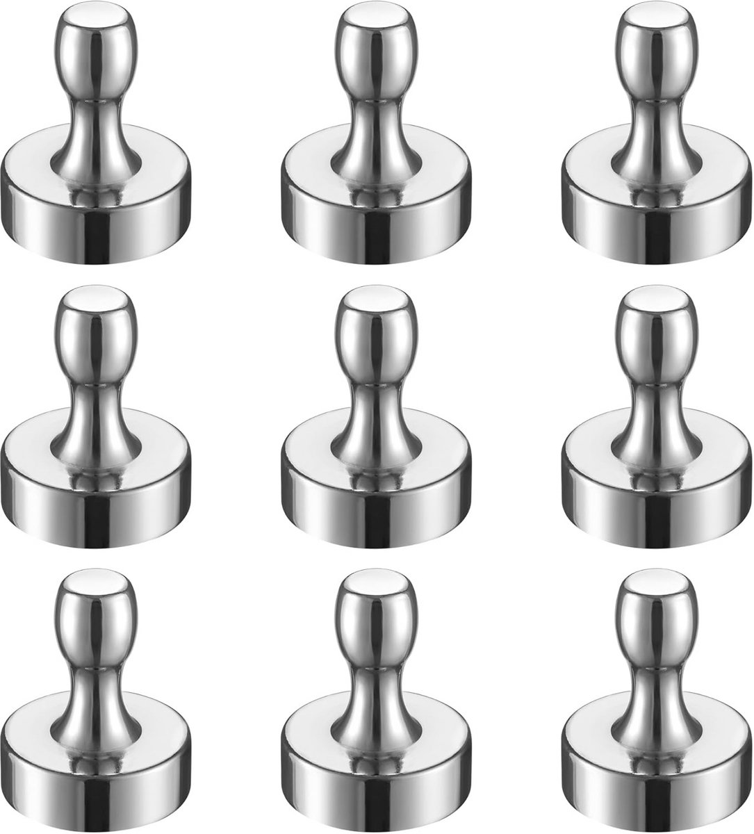 Super Sterke Magnetische Push Pins - Neodymium Magneetjes voor Koelkast, Kantoor en Prikborden - 18x22mm, 9-Pack