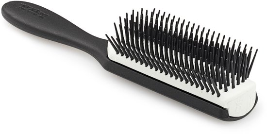 Denman Hairbrush D3, manche noir, coussin en caoutchouc rouge, 7 rangées