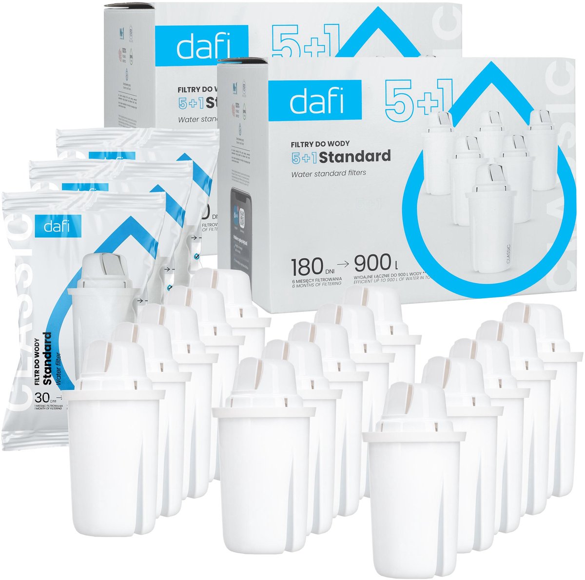 Dafi, waterfilters, waterfilterkatridge voor waterfilterkannen Dafi Standard Classic, original, 15 stucks