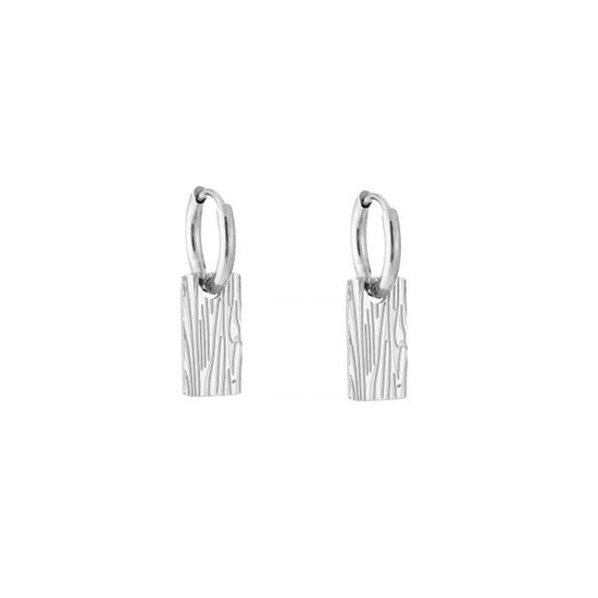 Boucle d'oreille Bijoutheek carrée bois JE12300 argent