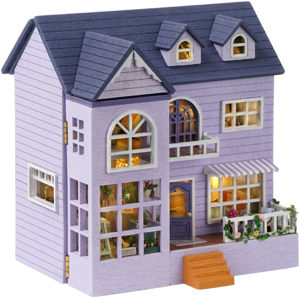CUTE ROOM - Miniatuur Poppenhuis Bouwpakket - Doe-Het-Zelf Houten Poppenhuisset - Handwerk voor volwassenen, Creatieve Bouwpakket - Superklein Mini World - D-032 Happy House