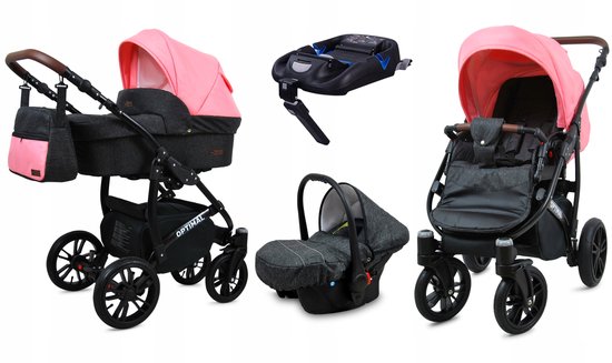 BabyLux® Kinderwagen 4in1 Set ROSSO, Beige, Opvouwbare