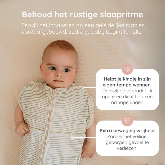 Puckababy Mini Inbakerslaapzakje baby (3-6m) - Green Stripes - Katoen TOG 0.5 — afbeelding 3
