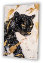 Abstracte zwarte panter kunstwerk - Panter schilderij op canvas - Wandkunst dieren - Art Deco - Interieurdecoratie - Canvas keuken - canvas 40x60 cm