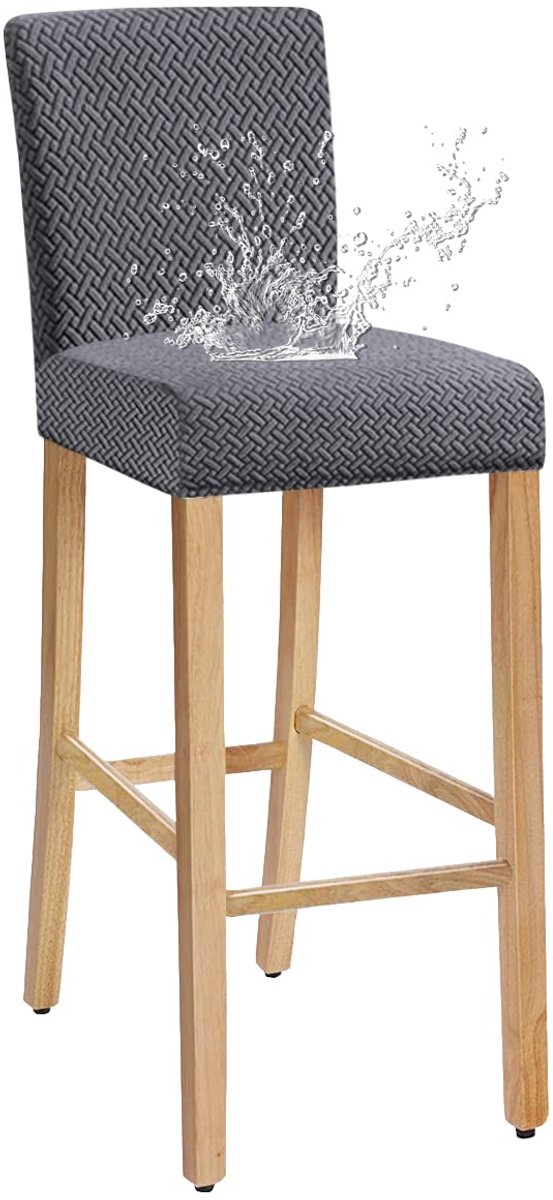 Ibenzoa® Moderne Stretchbare Stoelhoezen Set voor Korte Rugleuning Barkrukken - Donkergrijs, 4 Stuks